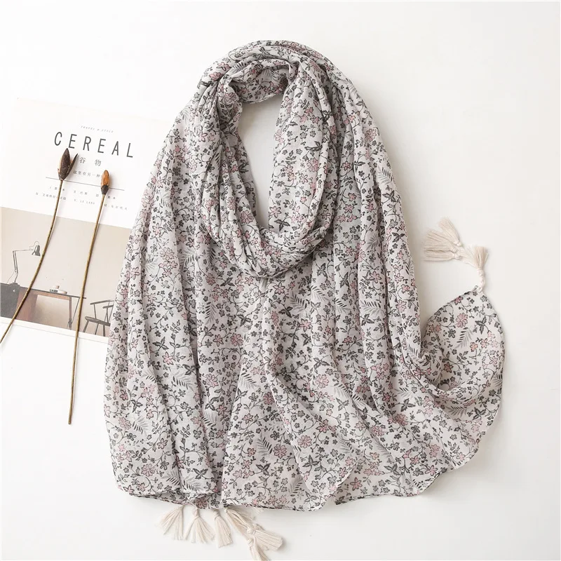 2021 Newest High Quality Scarf Foulard Fashion hijabs cotton viscose shawl flower scarf