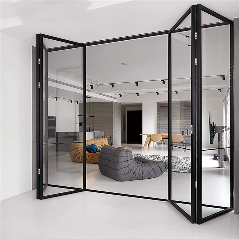 4 панели bi fold glassaluminum alloyed патио сложенный аккордеон дом двери гаража
