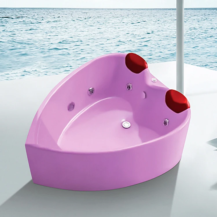Modern Heart-shaped Double Portable Adult Bathtub Sanitary Ware Bath Tub From China Pink Color Massage For Hotel