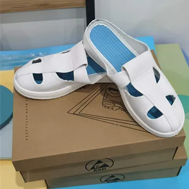 Lightweight PU Cleanroom ESD leather slipper Shoes Anti-static