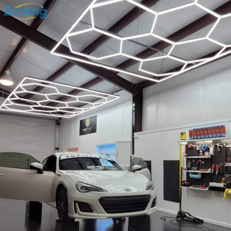 Factory Direct Sales Hexagon Led Detailing Garage Light Luxury Car Repair Lights Workshop