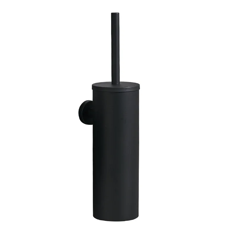 Chrome Toilet Brush Holder Cleaning Stainless Steel Set for Bathroom with Hard Bristle Scrubber Wall Mounted Toilet Brush