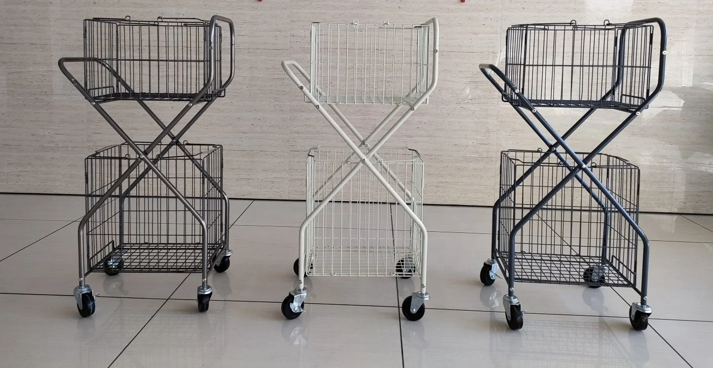 Durable Steel Laundry Cart with Removable Basket Collapsible Laundry Basket Metal Laundry Hamper On Wheel For Sale