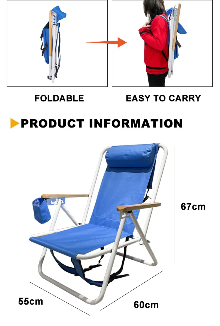 Portable Folding Camping Beach Chair Heavy Duty Camping Chairs for Indoor Outdoor