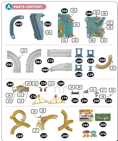 Ramp Track Adventure Rail Slot Vehicles Race Play Vehicle Track Set with 4 Mini Cars toys