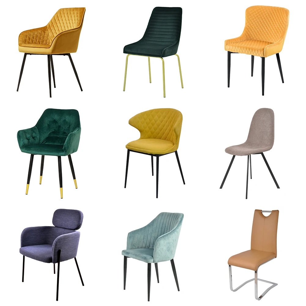 
Modern Fabric Restaurant Dining Dinner Chairs rh Wooden Blue Orange Beige Gold Black White Velvet Dining Chair for Dining Rooms 