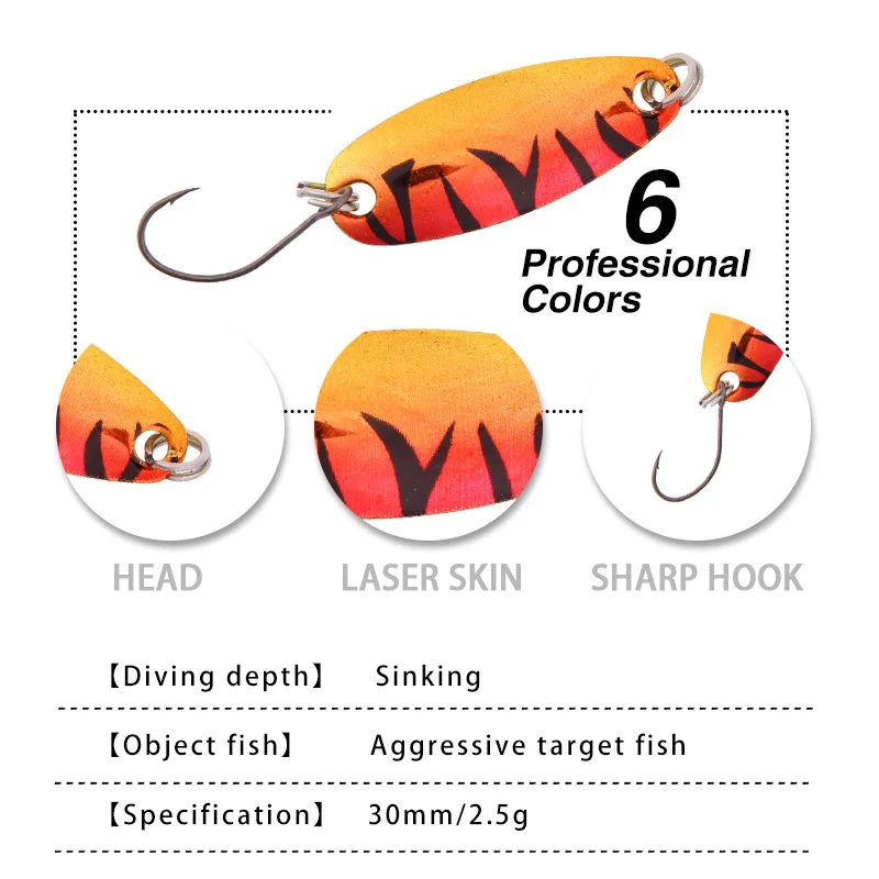 Рыболовные снасти товары приманки Luya блёстки Цвет Медь 2 5 г ложка Тонущая вода умный рот окунь Морская рыбалка пресноводные