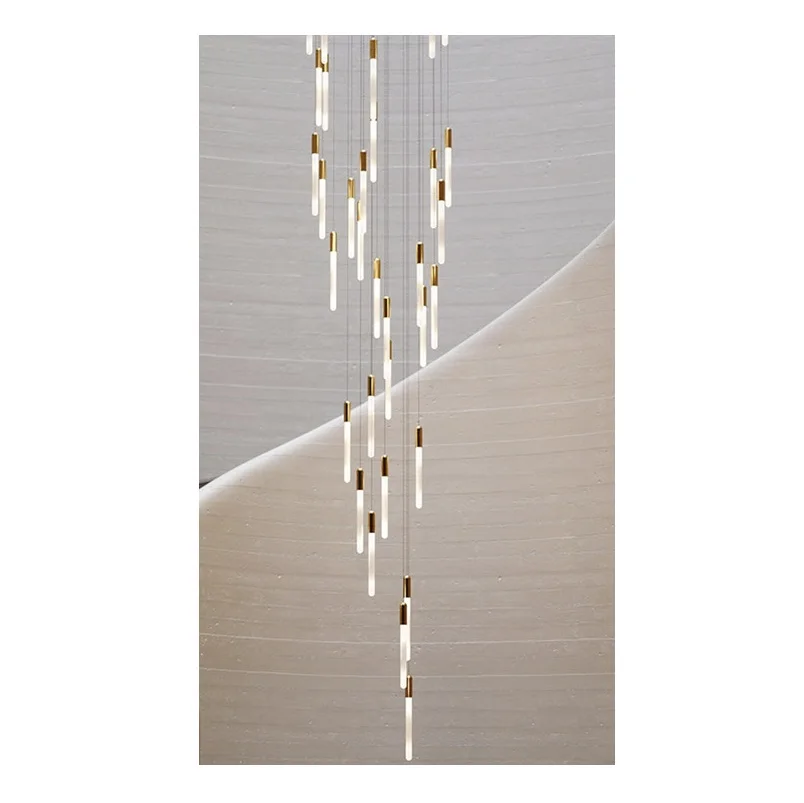 Modern Spiral Crystal Chandelier Light Long Lamp for Hotel Staircase Living room Luminaire