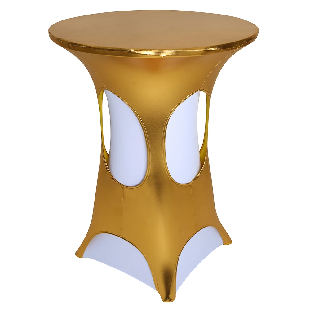 
round metallic spandex highboy table cover fitted cocktail table cover for wedding party event decoration 