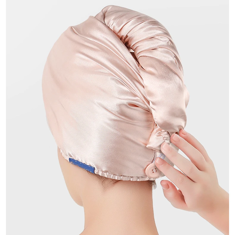Luxury Two Layer Turban Dry Hair Hat Microfiber Shower Cap Beauty Silk Stain Double Side Microfiber Stain Hair Drying Towel Cap