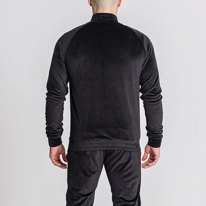 oem factory stylish custom logo private label sweat suits casual sweatsuit black men set clothing velvet velour tracksuit