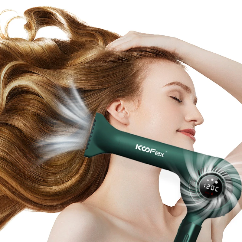 Профессиональный салонный фен KooFex с пятью режимами регулировки температуры, светодиодный дисплей, бесщеточный мотор, фен для волос