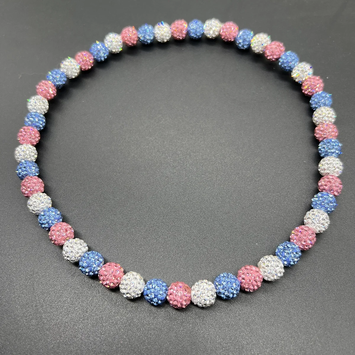 16in/18in/20in Glitter Rhinestone Clay Beaded Necklace for Baseball Players Lovers