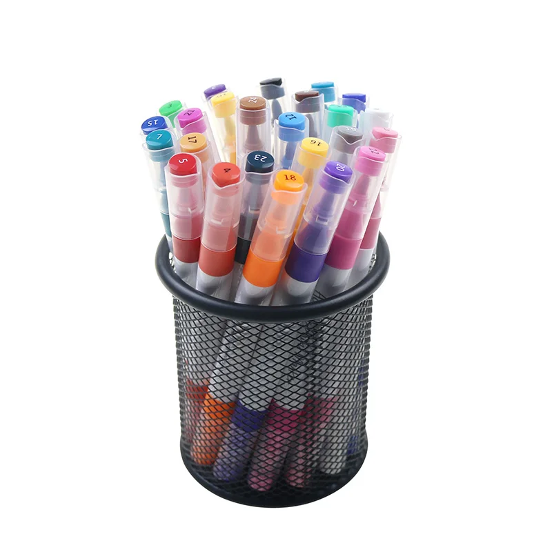 BECOL Wholesale Double Head Acrylic Markers Multi-use 24 Colors Art Paint Marker Pen Set with Box Packing for DIY Drawing