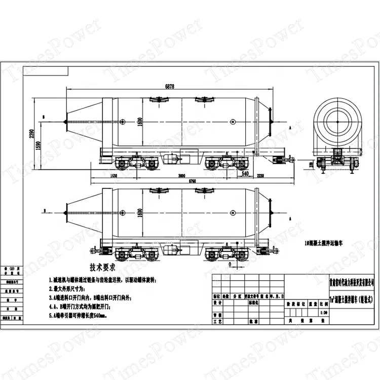 Times Power Manufacturer supply  3m3 concrete rail mixers with pump high quality concrete machinery for tunnel