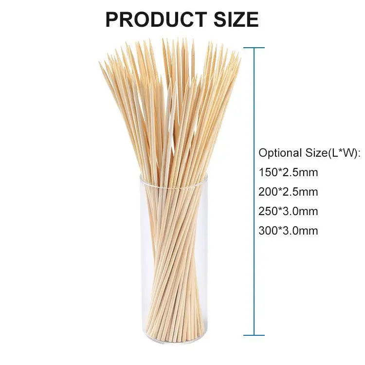 Hot Sale 30Cm 3Mm X300 Customized Long Dull Tusuk Sate Bamboo Skewer