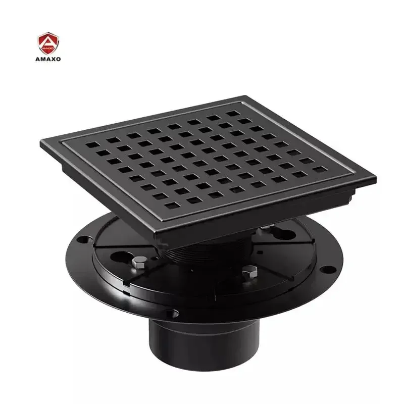 AMAXO High Quality Simple Design Drain Square Black Hidden Drainage Floor Drain