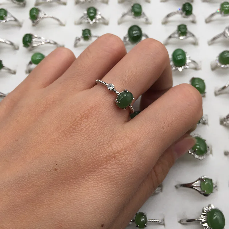 Mix design Natural Hetian jasper jade ring