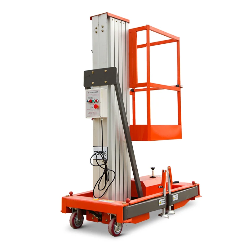 2023 Outdoor single mast aluminum alloy mobile electric lift platform elevators lift hydraulic ladder lift