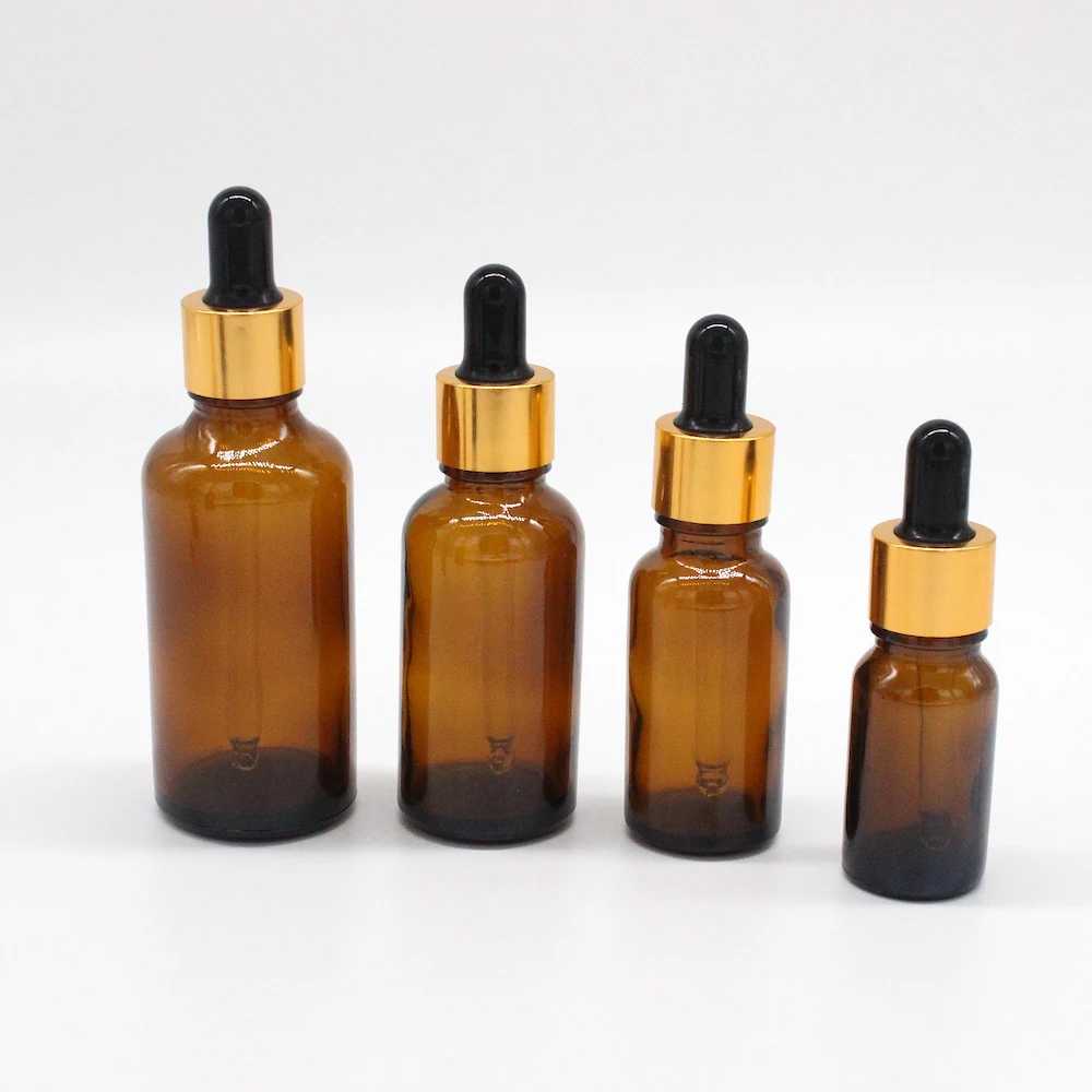 Custom Silkscreen Glass Dropper Pump Bottle CBD Oil Bottle Amber Essential Oil Bottle
