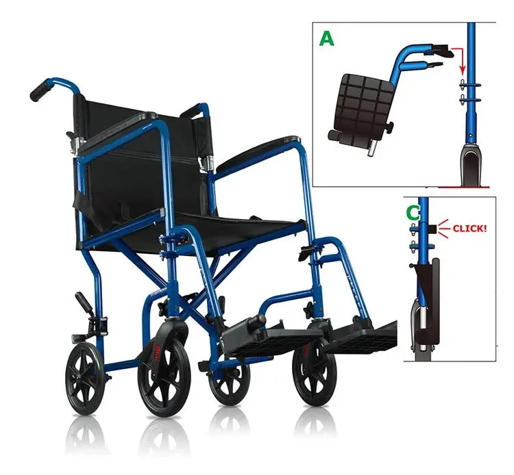 manual portable folding wheelchairs Factory price portable patient steel folding wheelchair with small packing