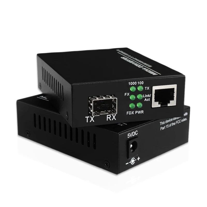 Singlemode simplex 1.25G 20km 1310/1550nm SC to Rj45 Port SFP Fiber Optic Media Converter