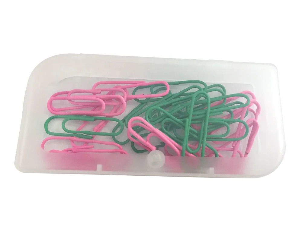 
Customized Colorful U shaped PVC coated Metal Paper Clips with nice plastic box package for company promotion 