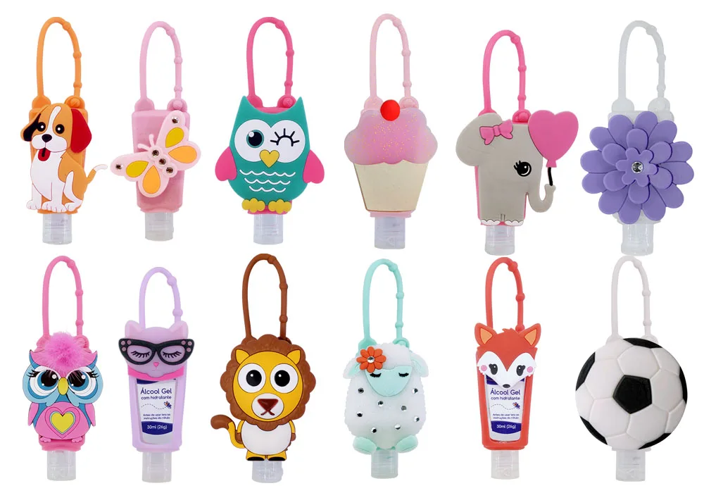 3D Cartoon Animals Wash-Free Most Pocket Bottle Small Gel Hand Sanitizers Silicone Holder