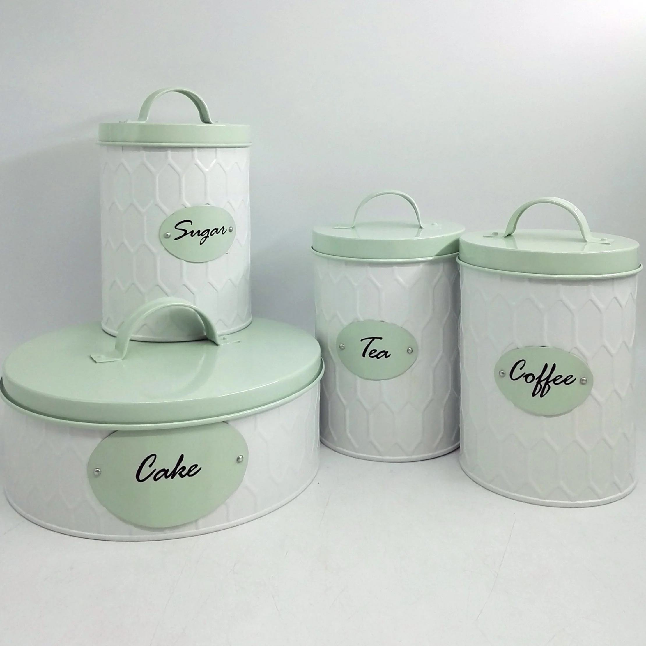 Metal Loaf  Breadbox Set Tea Coffee Sugar Canisters Sets For The Kitchen Food Storage Canister Container