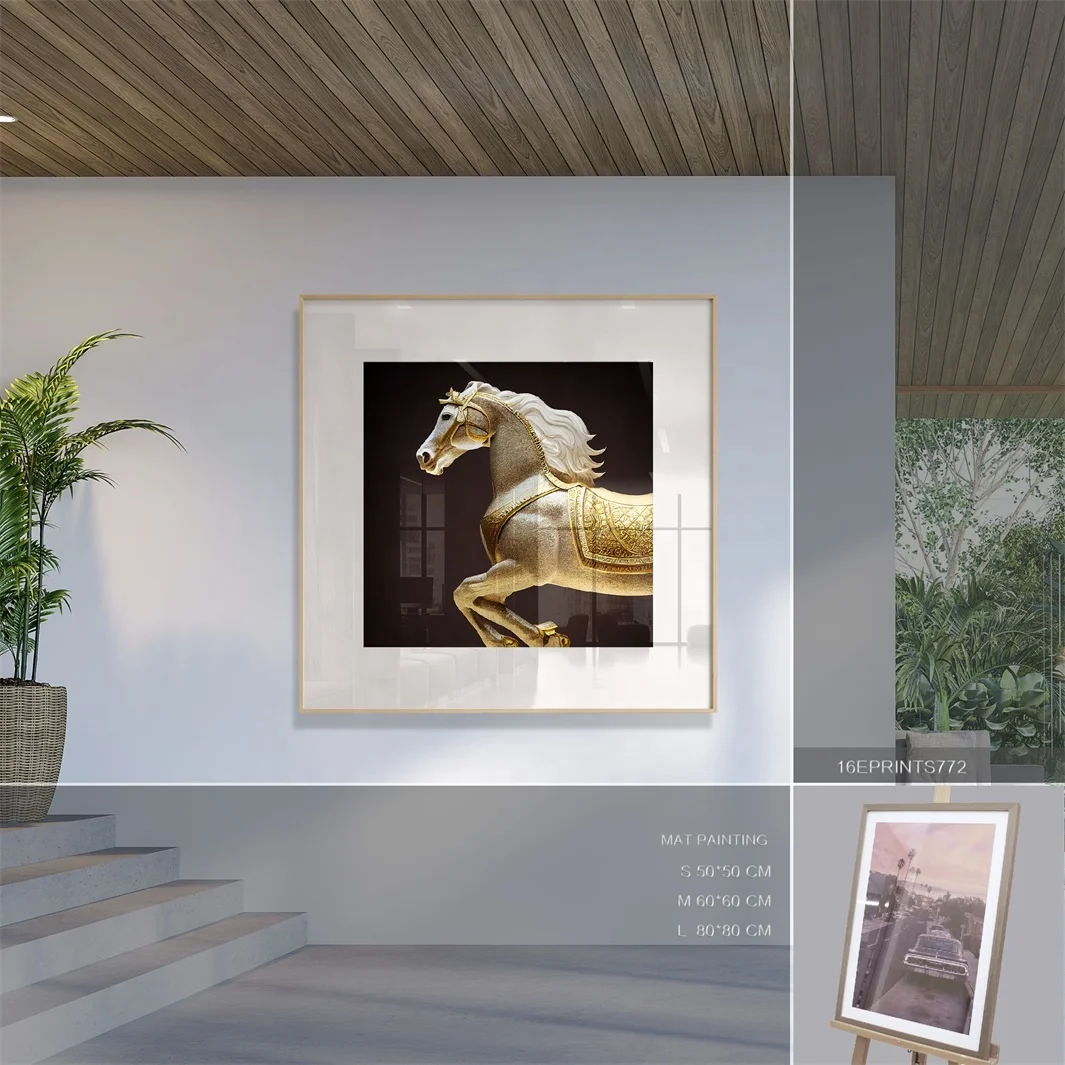 Modern Abstract Gold Foil Horse Canvas Art Paintings for Living Room Bedroom Posters and Prints Wall Poster Home Decor