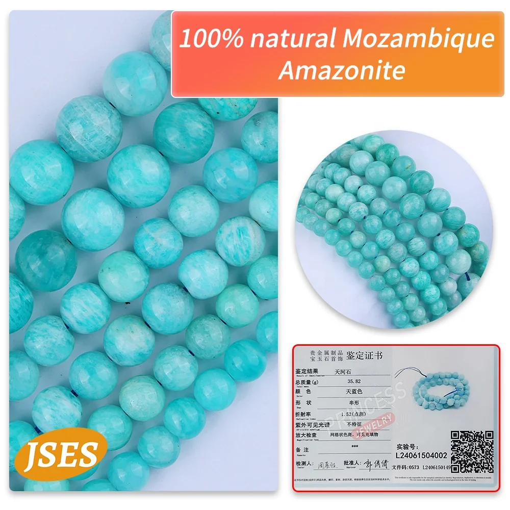 Wholesale Natural Mozambique Amazonite 6 8mm Beads for Jewelry Making Crystal Lapis Amber Moonstone Round Loose Gemstone Beads