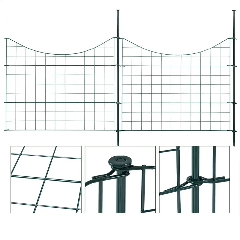 Decorative arch folding garden fence anti-rust green iron landscape panel
