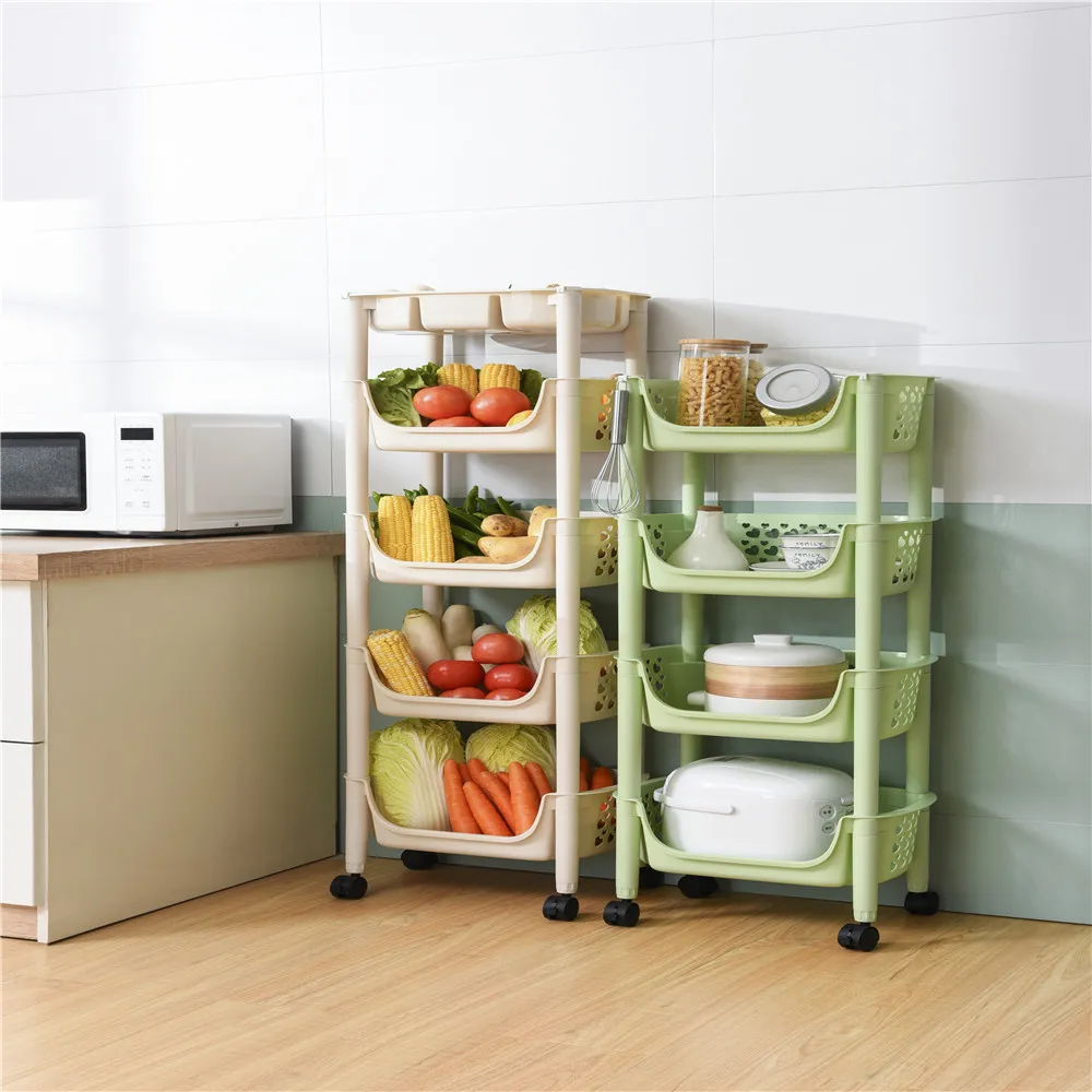 
Durable New PP Material Smart Foldable Removable Rack with Wheels for Storage in Kitchen Bedroom Bathroom Living Room Orgainzer 