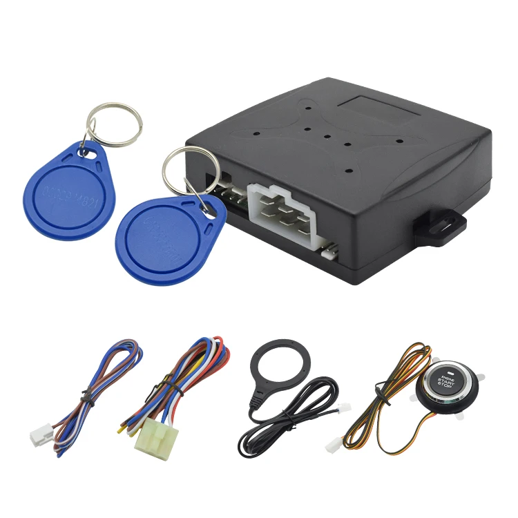 DC12V keyless entry start stop engine smart rfid with push button car alarm system