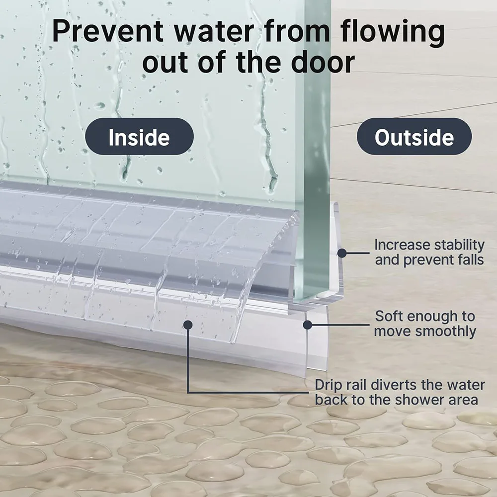Bath Shower Rubber Plastic PVC Shower Glass Door weather stripping Bottom Enclosure Seal Strip