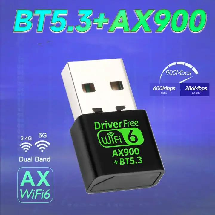 Wholesale Plug and Play USB WIFI 6 Dongle AX900 Wireless Network Card 900Mbps USB2.0 wifi 6 and blue-tooth 2 in one combo dongle