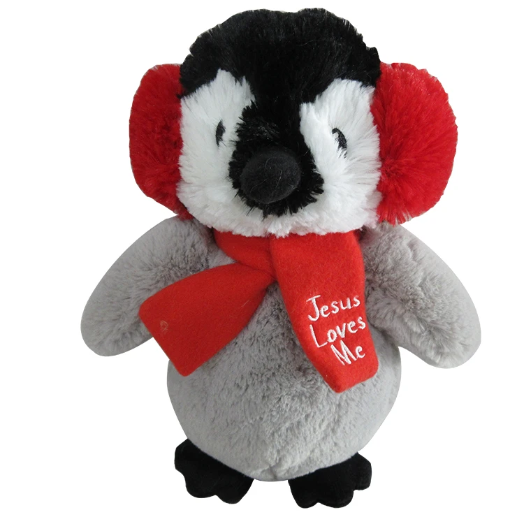Мягкие плюшевые игрушки на заказ Пингвин с зимними наушниками мягкая игрушка рождеством Иисус любит вас подарки