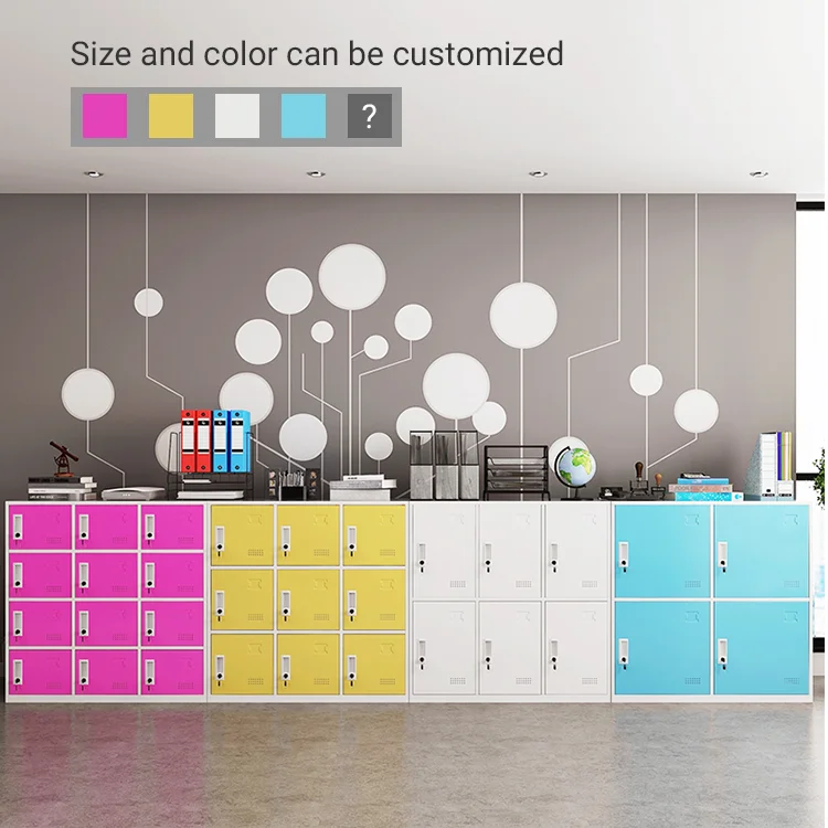 IYANEN KD structure key lock Colorful 9 doors blue small metal Personal Storage phone locker