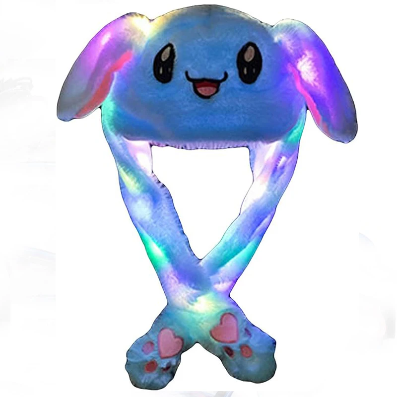 LED Glowing Plush Rabbit Ear Hat,Moving Jumping Funny Easter Bunny Ear Hats,Tea Party March Hare Kit