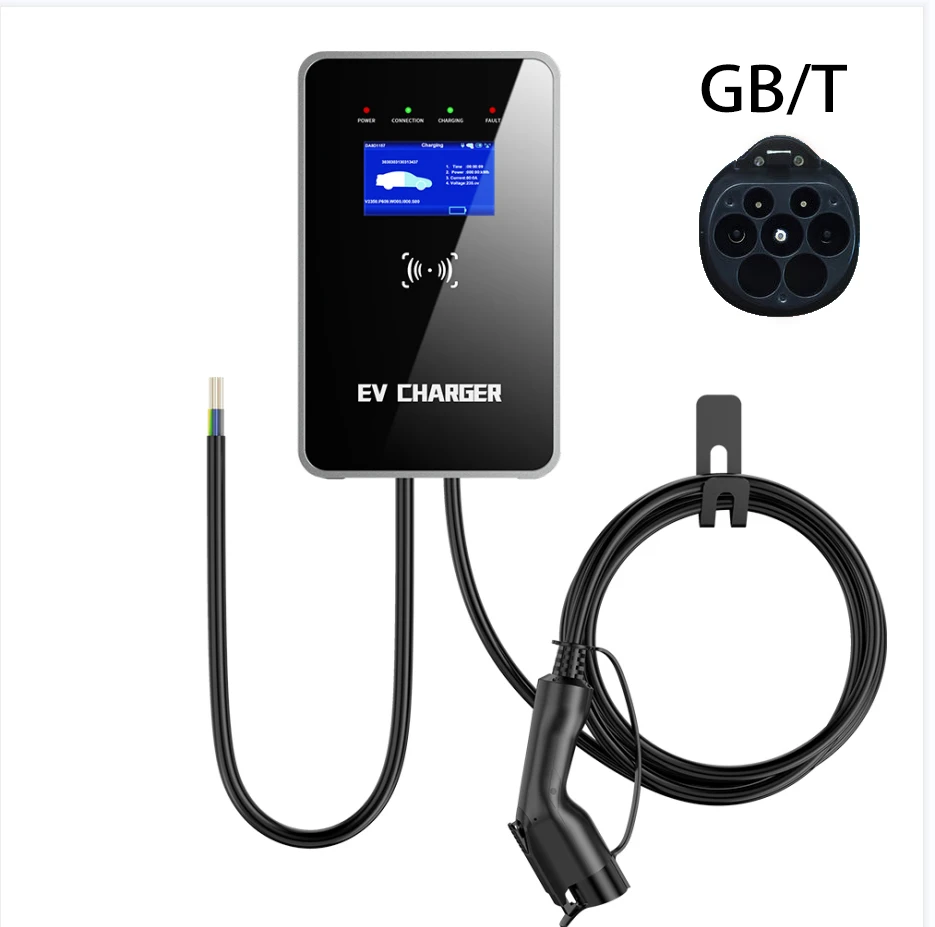 Manufacturer MODE 3 RFID home GB/T 7kw 11kw 22kw 16a 3Phase 32a AC charging station for electric vehicles wallbox ev charger