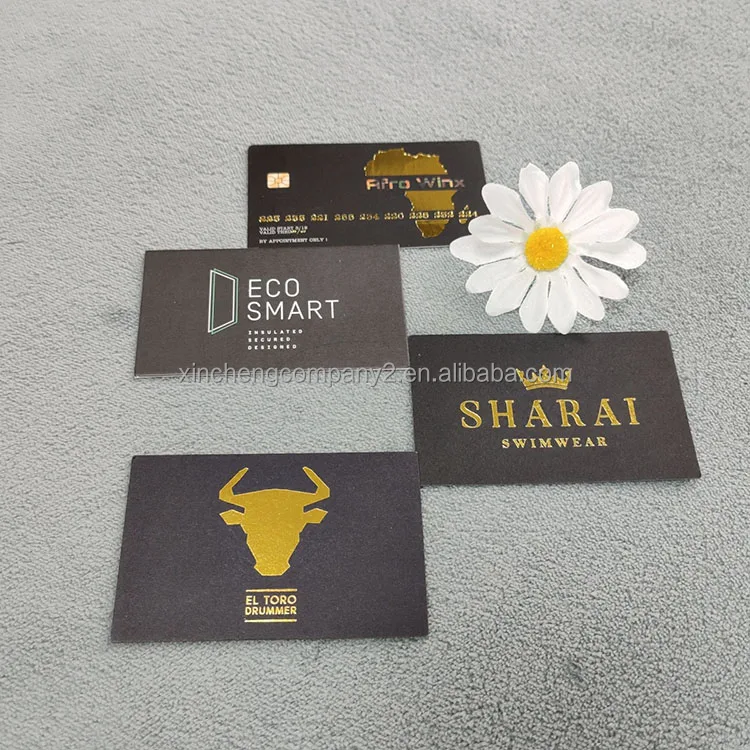 Double sided gold foil printed thick matt black card business cards