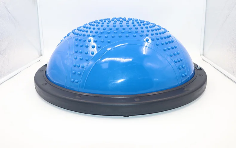 Thickened Explosion-Proof Oval Fitness Ball Yoga Hemisphere Fitness Ball Balance Pilates Half Ball with Resistance Band 58cm ABS