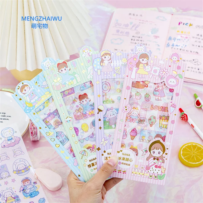 No stock  kids stationary gift set cartoon puffy sticker anime 4 sheets/set mini cooper stickers