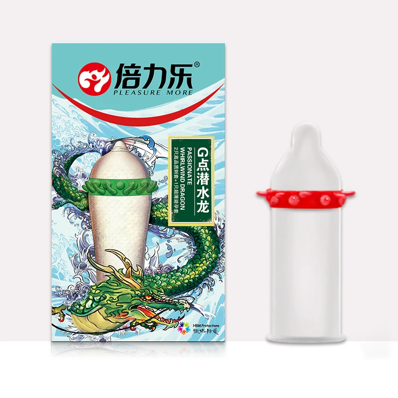 
Pleasure More Male sex condom G-spot diving dragon genuine stimulating condom adult family planning condom for men 
