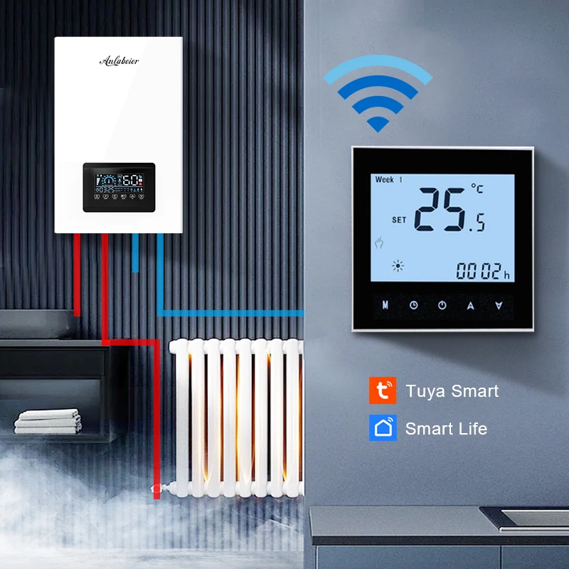WIFI Remote Control LED Touch System Combi Boiler For Under Floor Central Heating And Hot Water