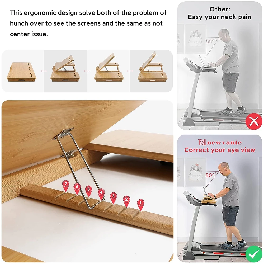 Treadmill desktop accessories Bamboo movable laptop bracket Ergonomic adjustable desktop laptop tray
