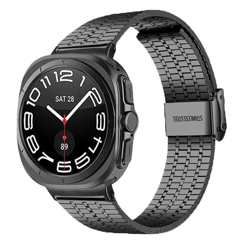 For Samsung Galaxy Watch 7 Ultra 47mm No Gaps Metal Strap galaxy watch 7ultra 47mm Watchband Curved end Bracelet Stainless Steel