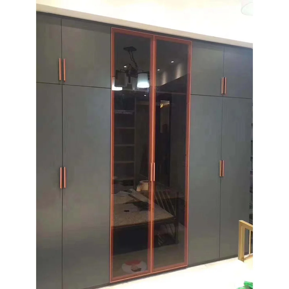 Frame Interior Flush Door Design High Guality Aluminum Frosted Glass Modern Swing Entry Doors Aluminum Alloy and Glass Finished