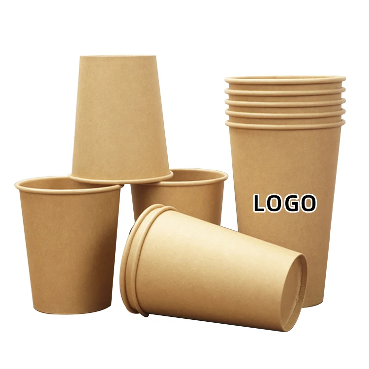 Wholesale custom degradable single/double/corrugated wall hot drink kraft paper coffee cups airplane paper cups with LIDS
