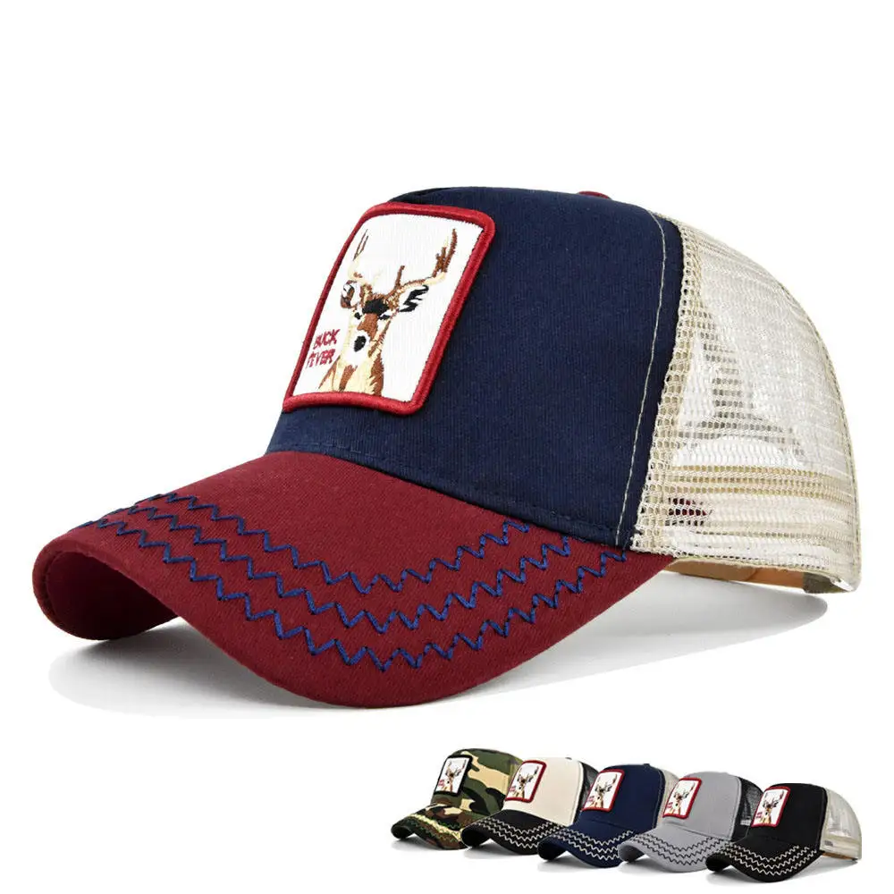 Embroidered Patch Applique Trucker Caps Animal Mesh Hats Gorras 5 Panel Cotton Gorras Baseball Cap